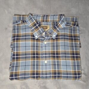 Freedom‎ Foundry Mens Gray Blue Brown Plaid Flannel Shirt XXLT 2XLT